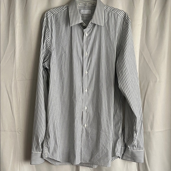 Prada Men’s Cotton Blue Striped Button Down Shirt Size 42 / 16.5 - Picture 1 of 5